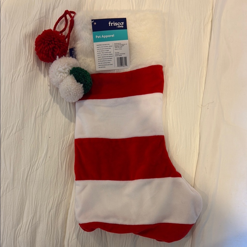 Frisco Red and White Striped Pet Stocking